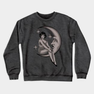 Tattoo Woman on the Moon Crewneck Sweatshirt